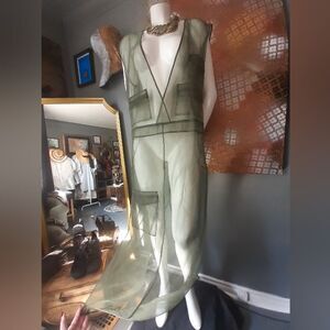 Zara Nwot Sheer Organza Cargo Maxi Dress